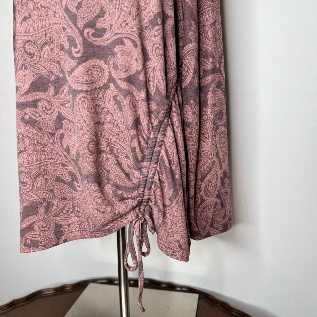 Como Blu Paisley Print Ruched Front Top - Size XL