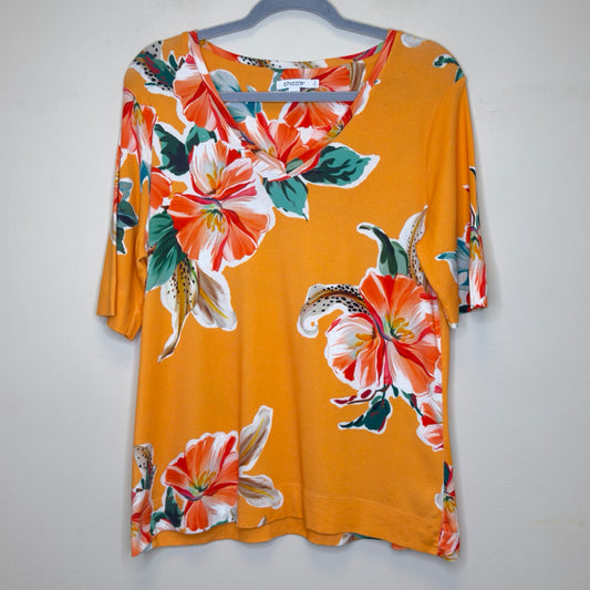 Chico's Pima Lillies Everyday V-Neck Tee - Size Large
