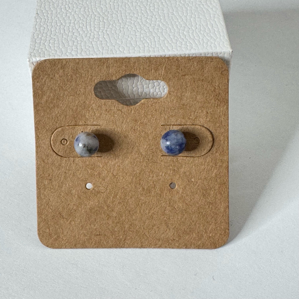 Blue Sodalite Natural Stone Stud Earrings