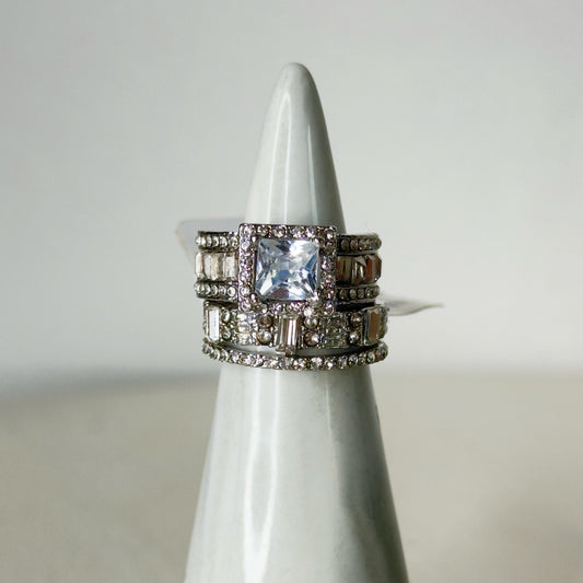Vintage Style Coctail Wedding Set Ring - Size 5