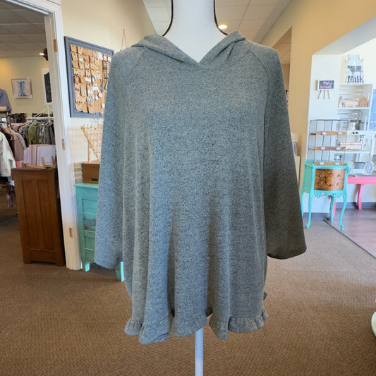 Easel Ruffle Trim Hooded Top - Size 1X