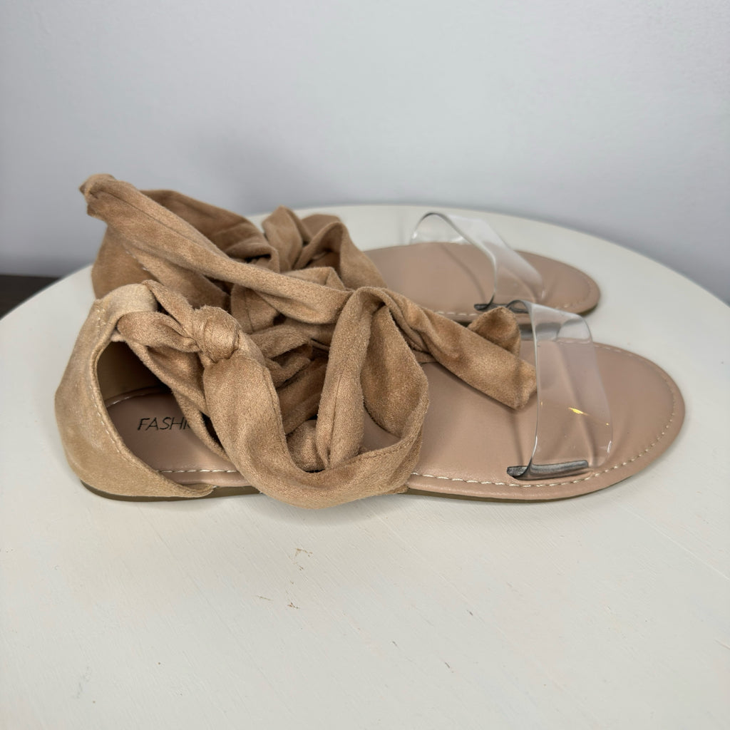 Fashion Nova Wrapped Around You Flat Sandals - Size 7.5
