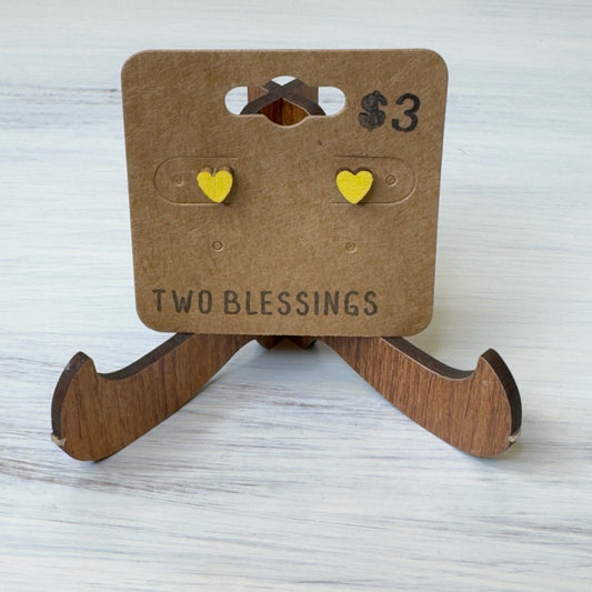 Two Blessings Earrings - Wood Earrings - Yellow