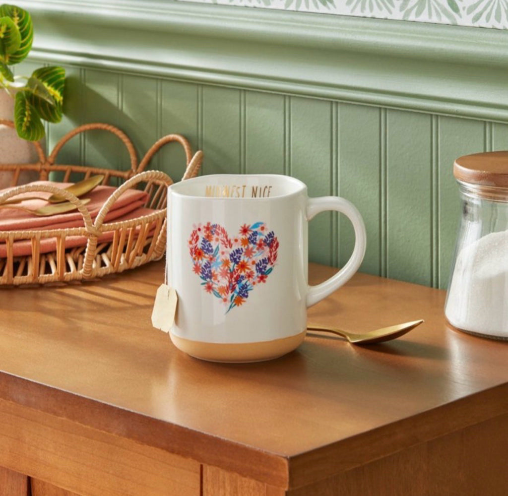 Midwest Nice Floral Heart Mug