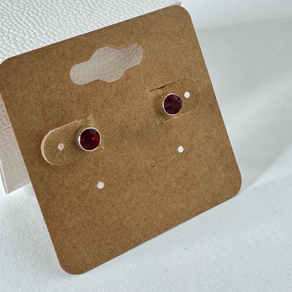 Red Garnet Colored Crystal Stud Earrings