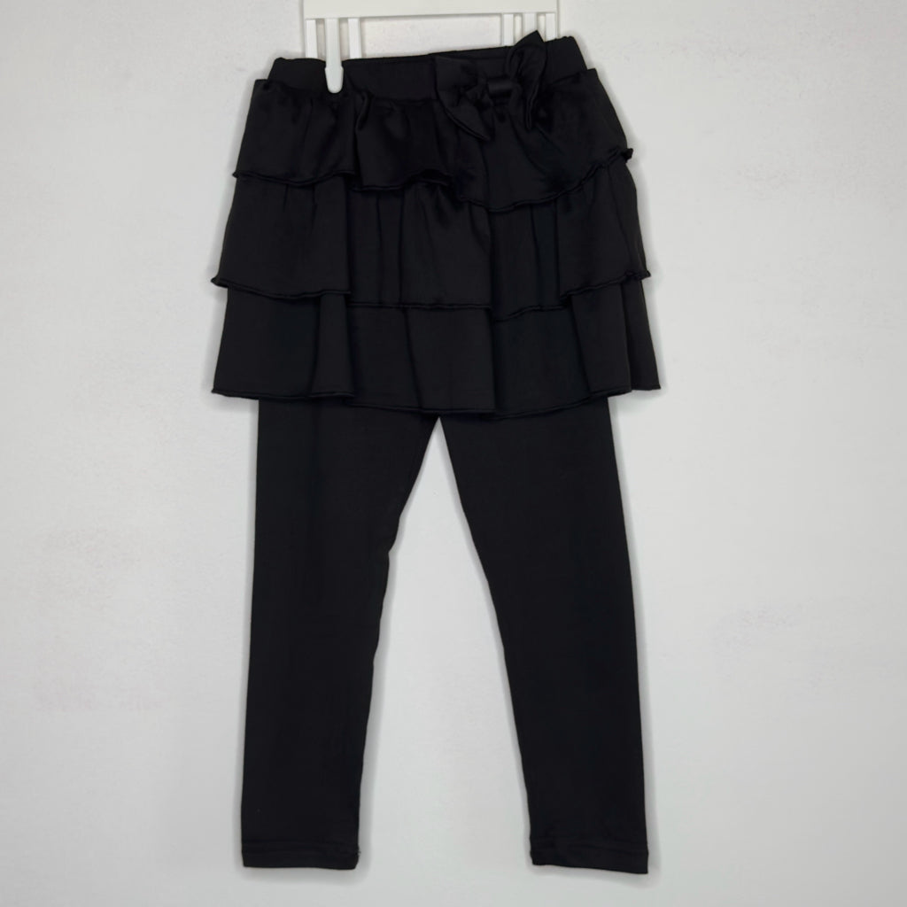 Black Leggings with Built-In Skirt - Size 4 Youth