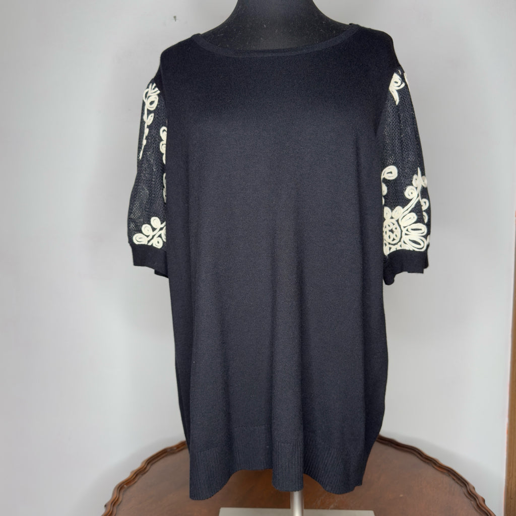 Sioni Milano Embroidered Sleeve Sweater - Size 2X