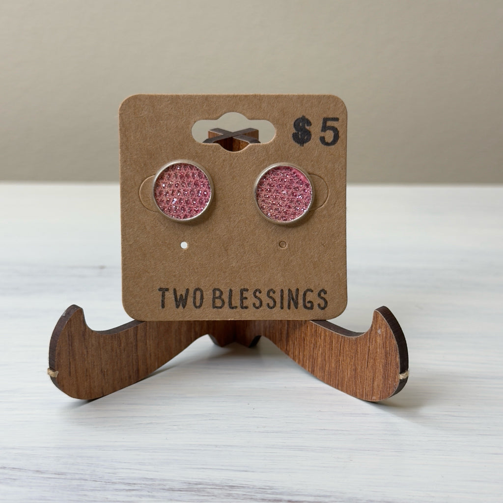 Two Blessings Earrings - Pink Glitter
