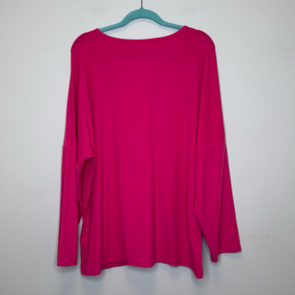 Hot Pink V-Neck Super Soft Plush Top - Size XL