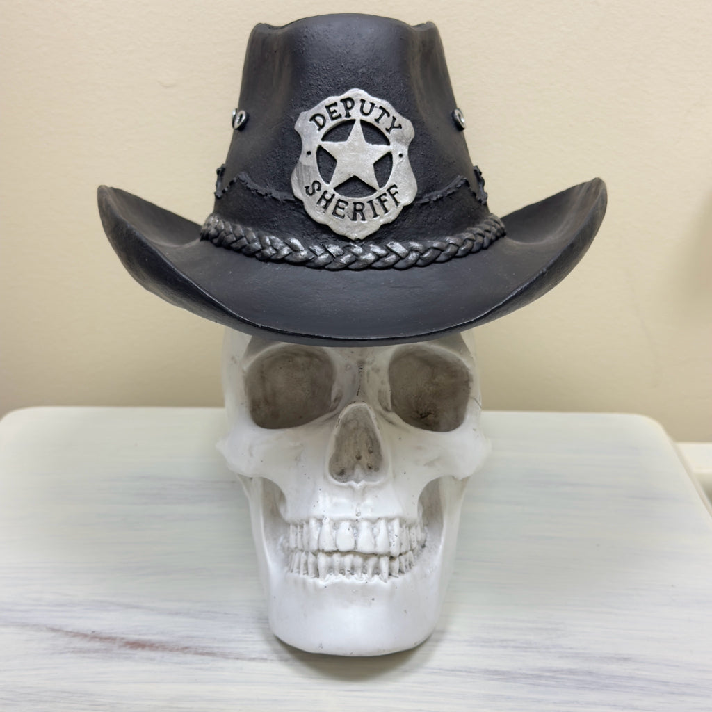 Halloween Skull w/Deputy Sheriff Hat