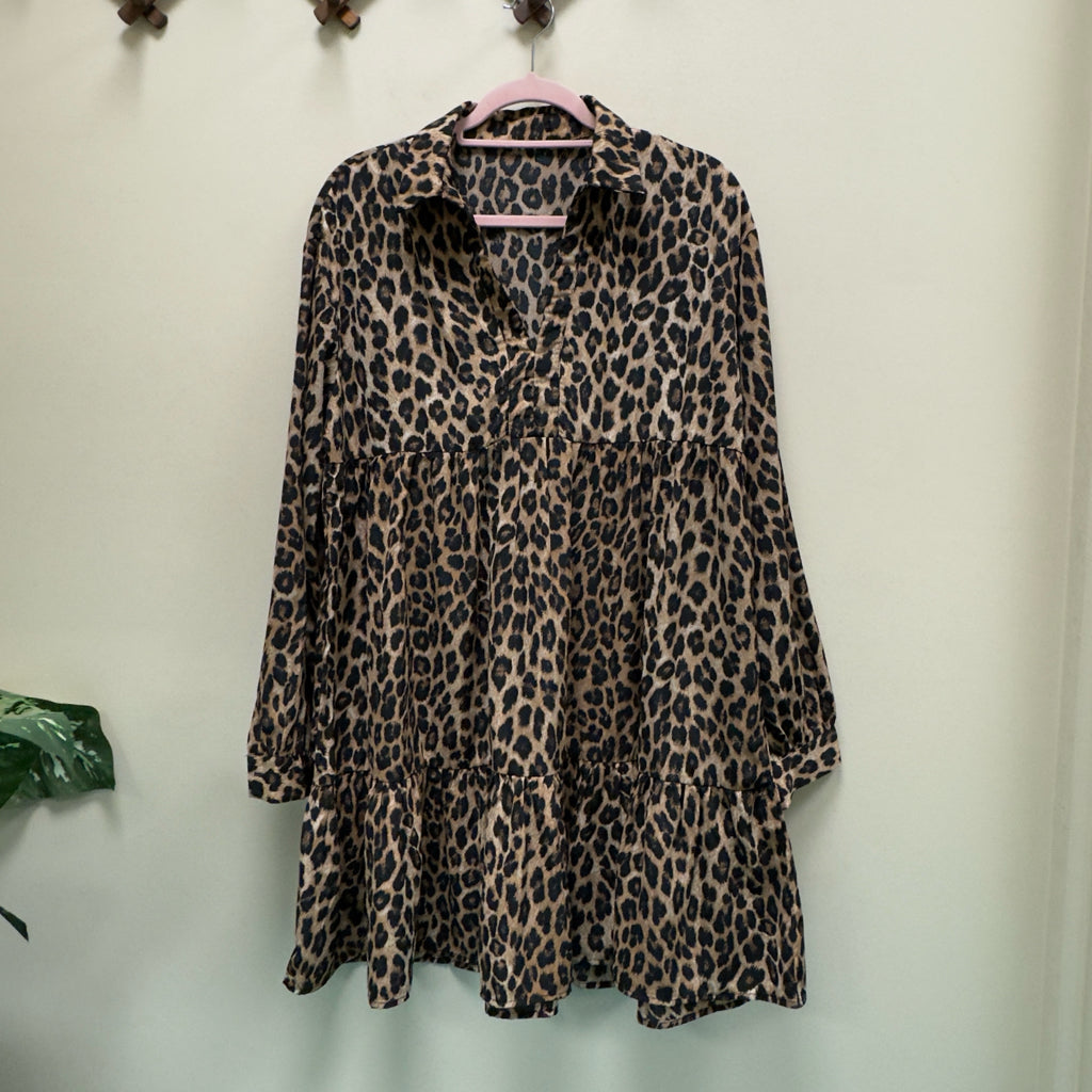 Leopard Print Sequin Dress - Size Medium