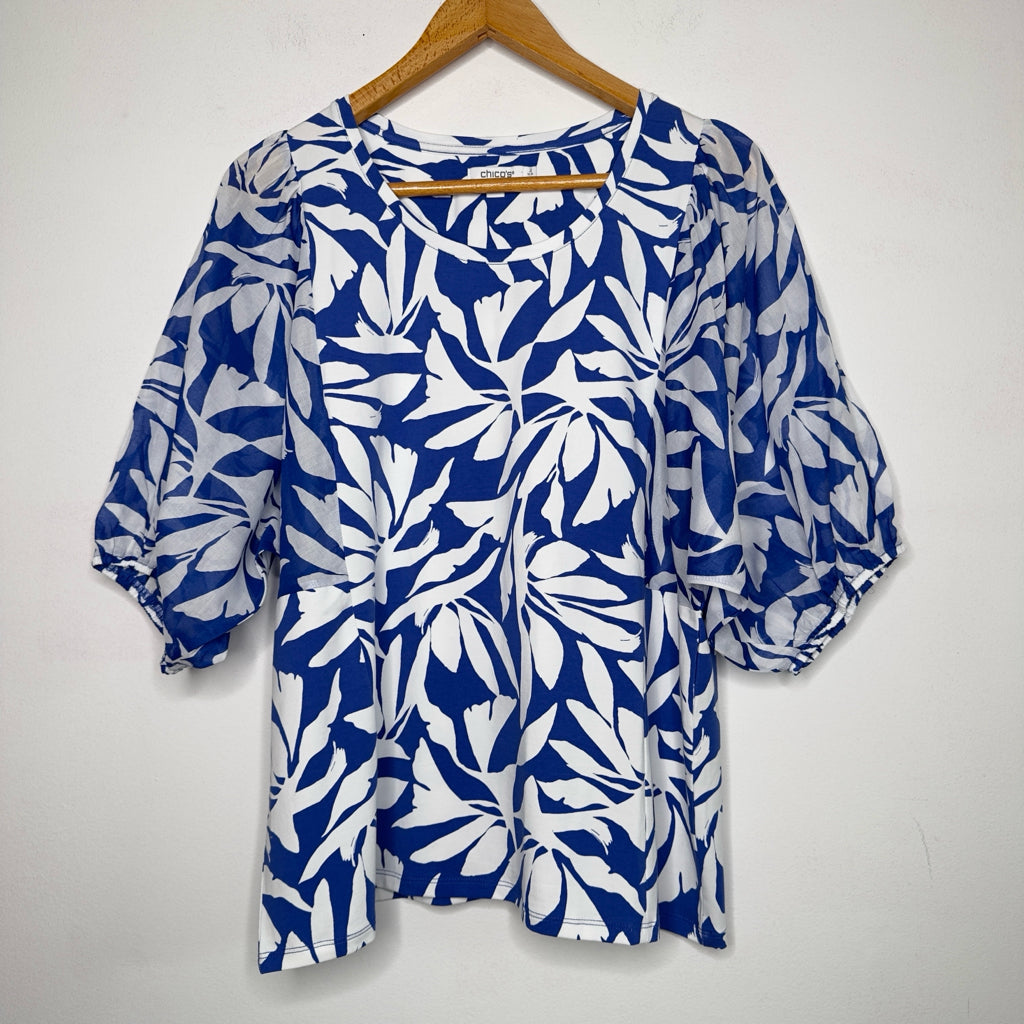 Chico's Dolman Short Sleeve Knit Top - Size Large