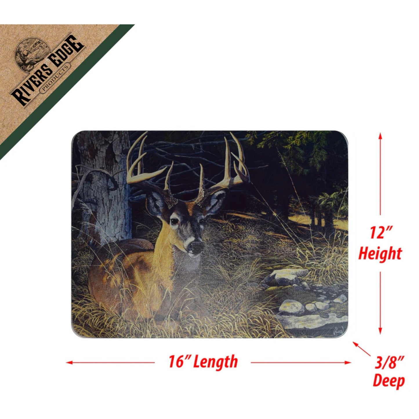 Tempered Glass Cutting Board - Whitetail Deer