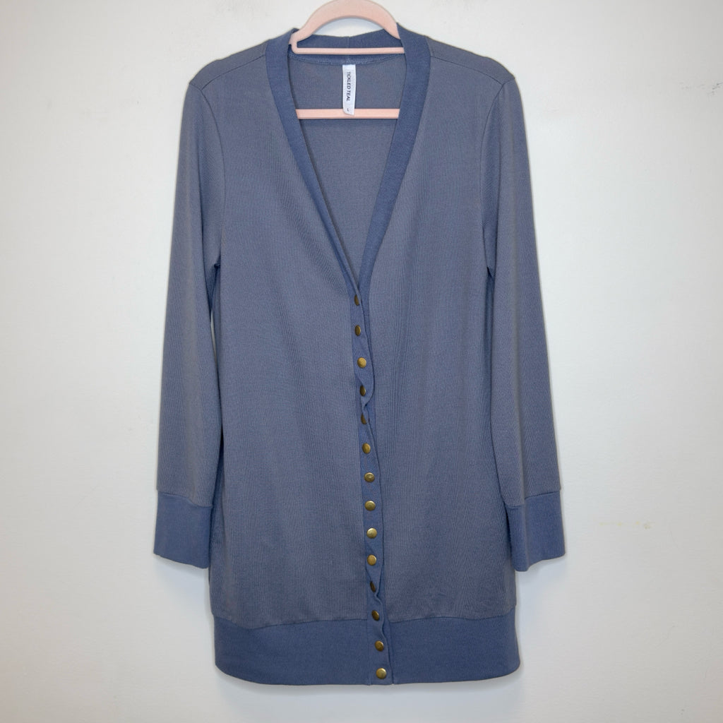 Tickled Teal Cardigan Sweater - Size Large