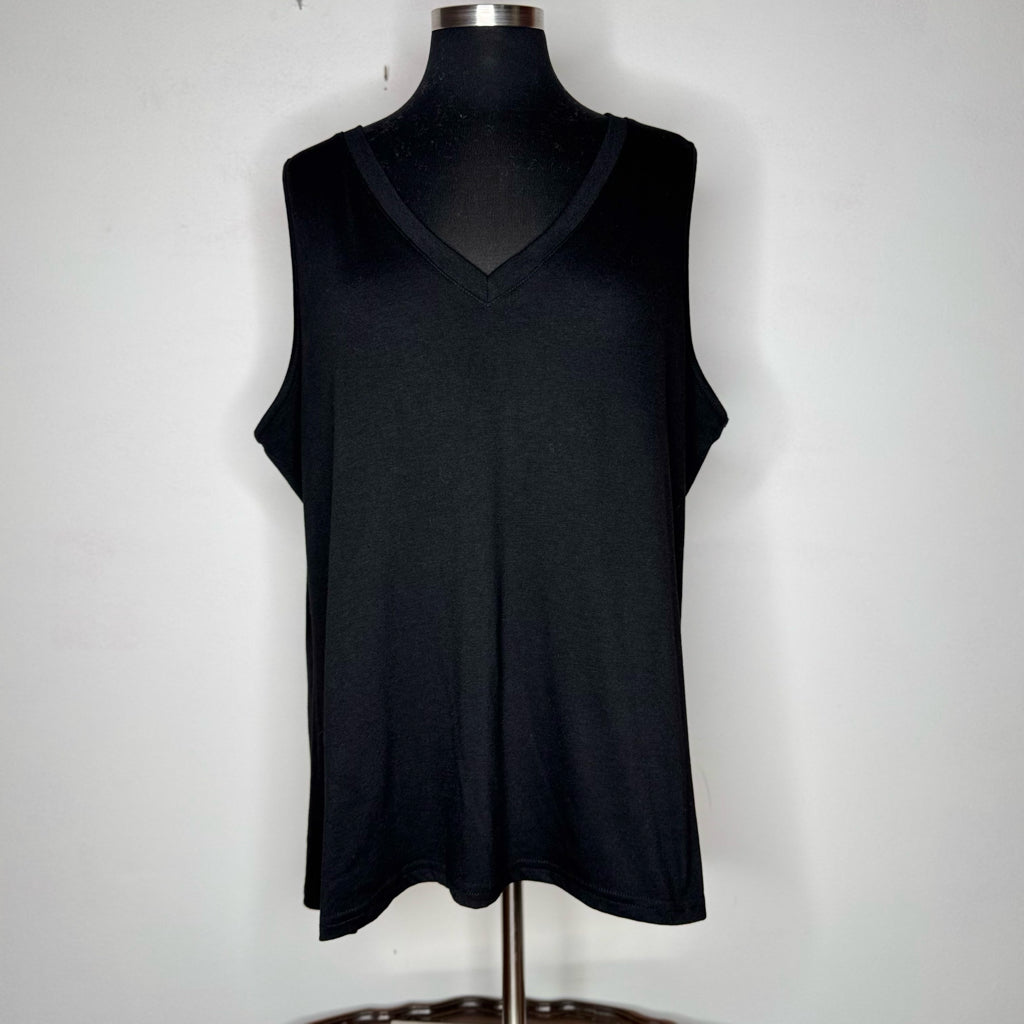 Black V-Neck Sleevless Tee - Size XXL