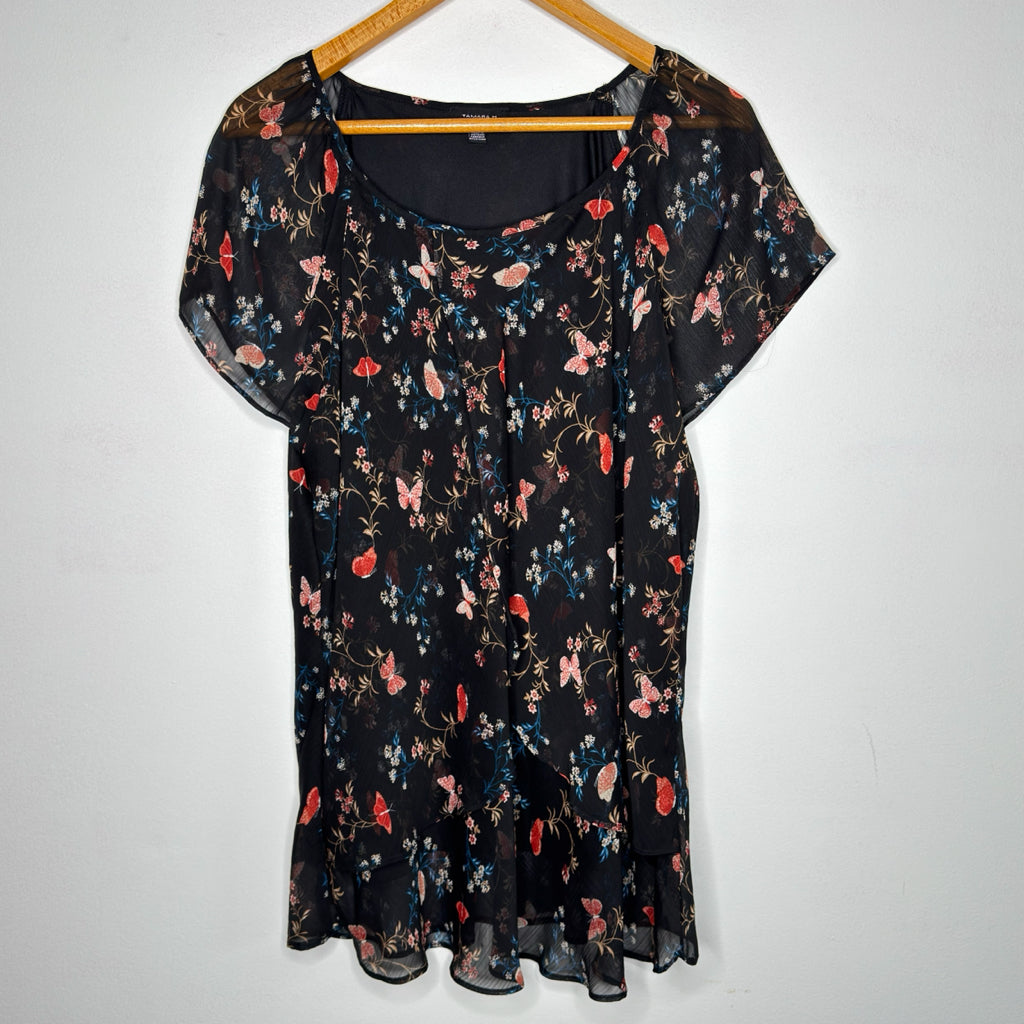 Tamara H. Floral BOHO Flutter Sleeve Top - Size 2X