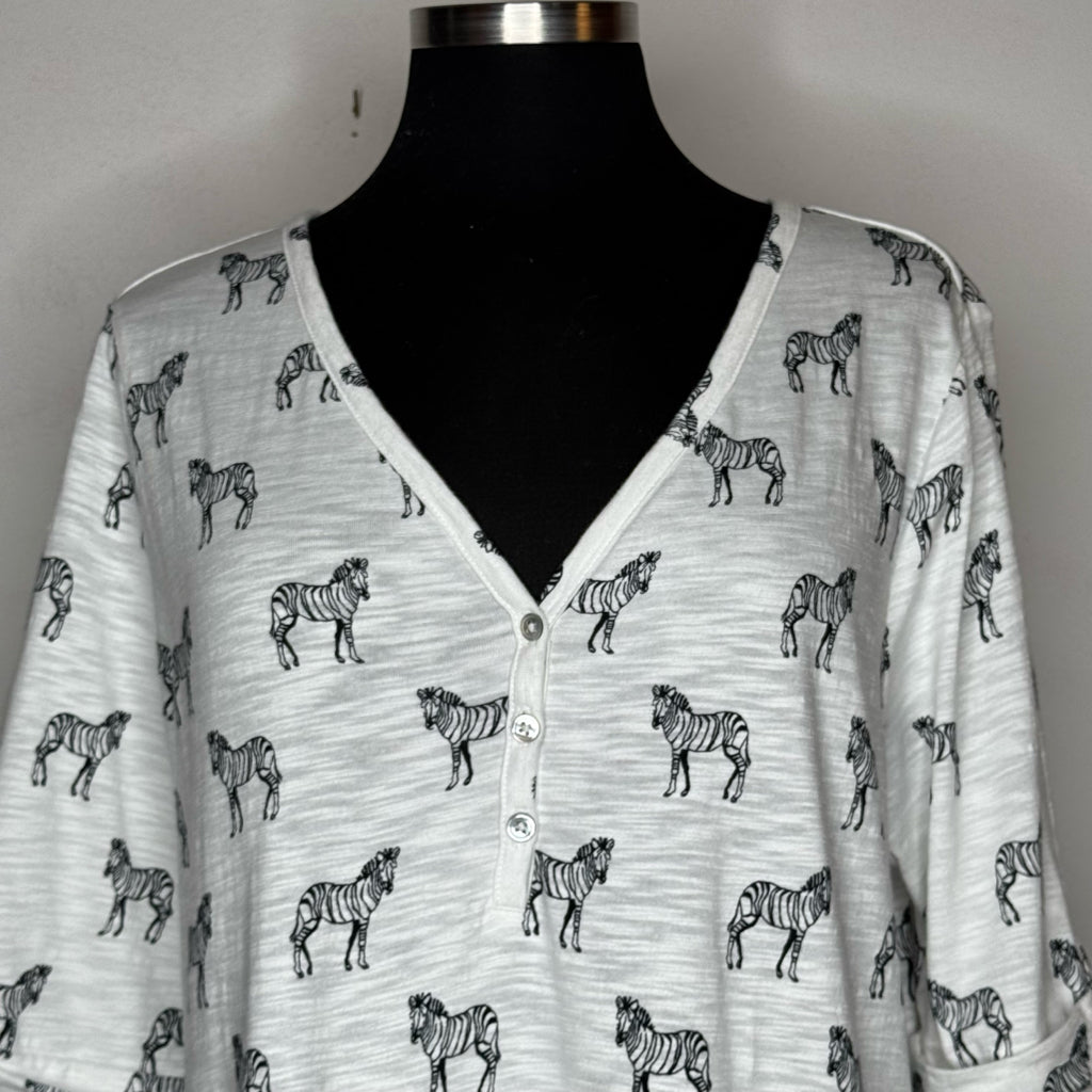 Chico's Zebra Print V-Neck Top - Size Large