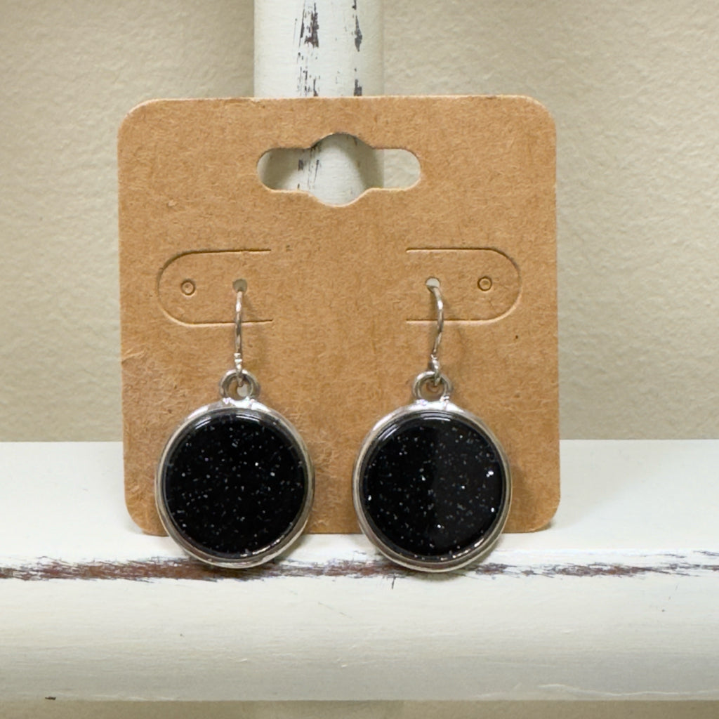 Black Sparkle Dangle Earrings