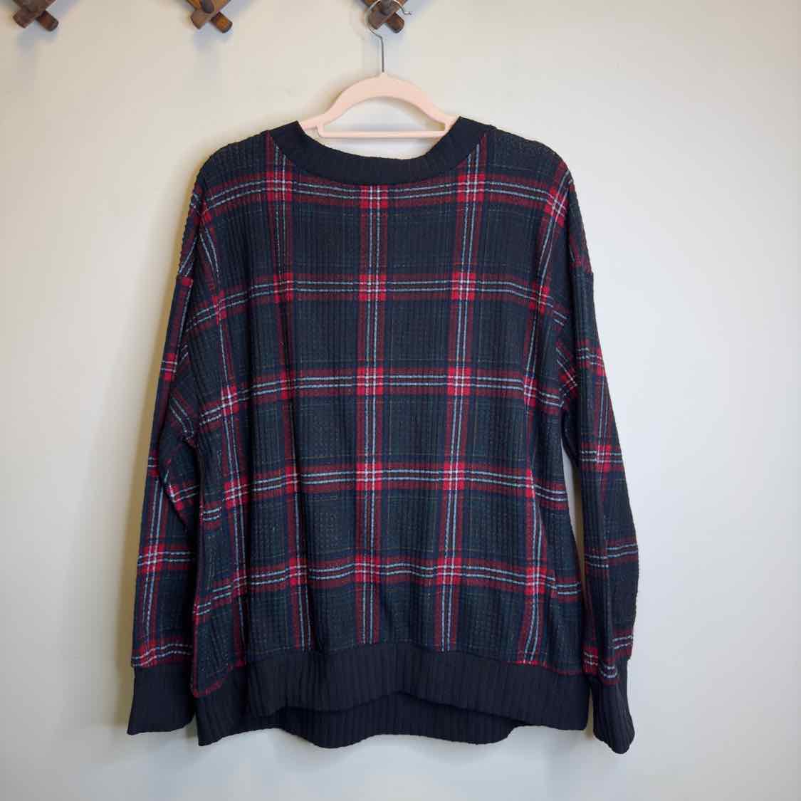 Torrid Plaid Brushed Waffle Surplice Drop Shoulder Top - Size 2X