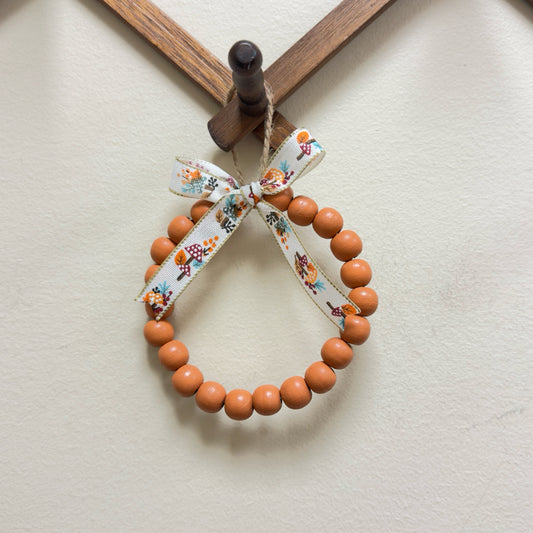 Fall Wreath w/Mushroom Ribbon