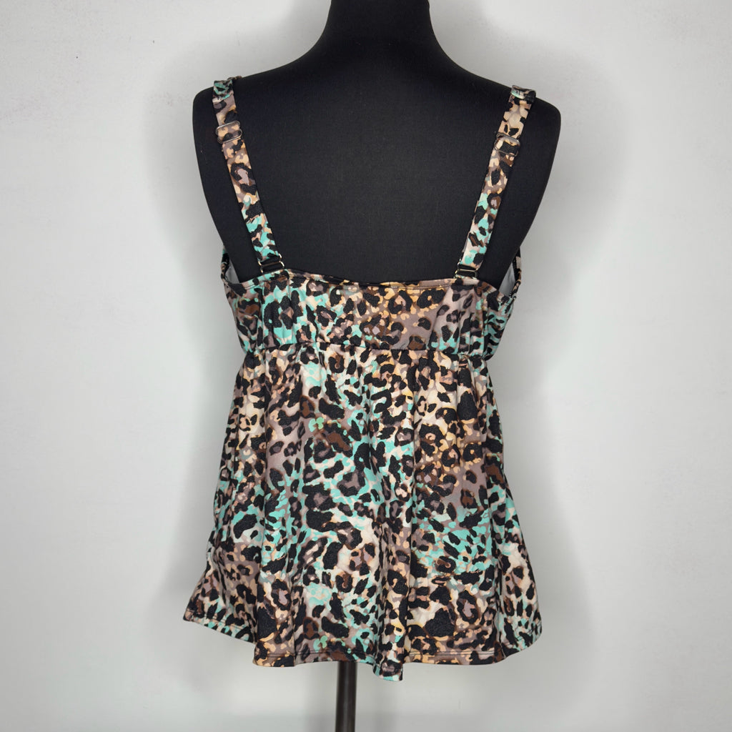Leopard Print Tankini Top - Size 18