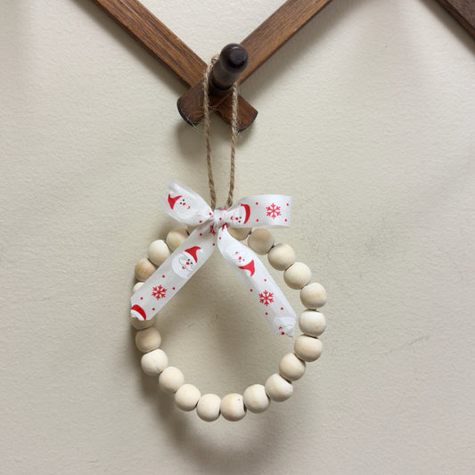 Beaded Christmas Ornament w/Santa Bow