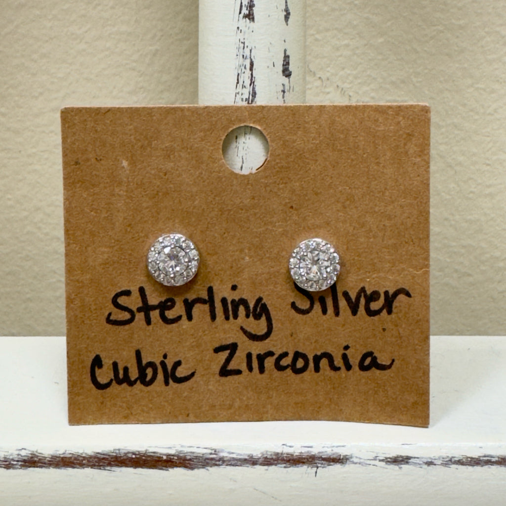 Sterling Silver Cubic Zirconia Post Earrings