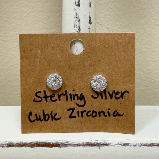 Sterling Silver Cubic Zirconia Post Earrings