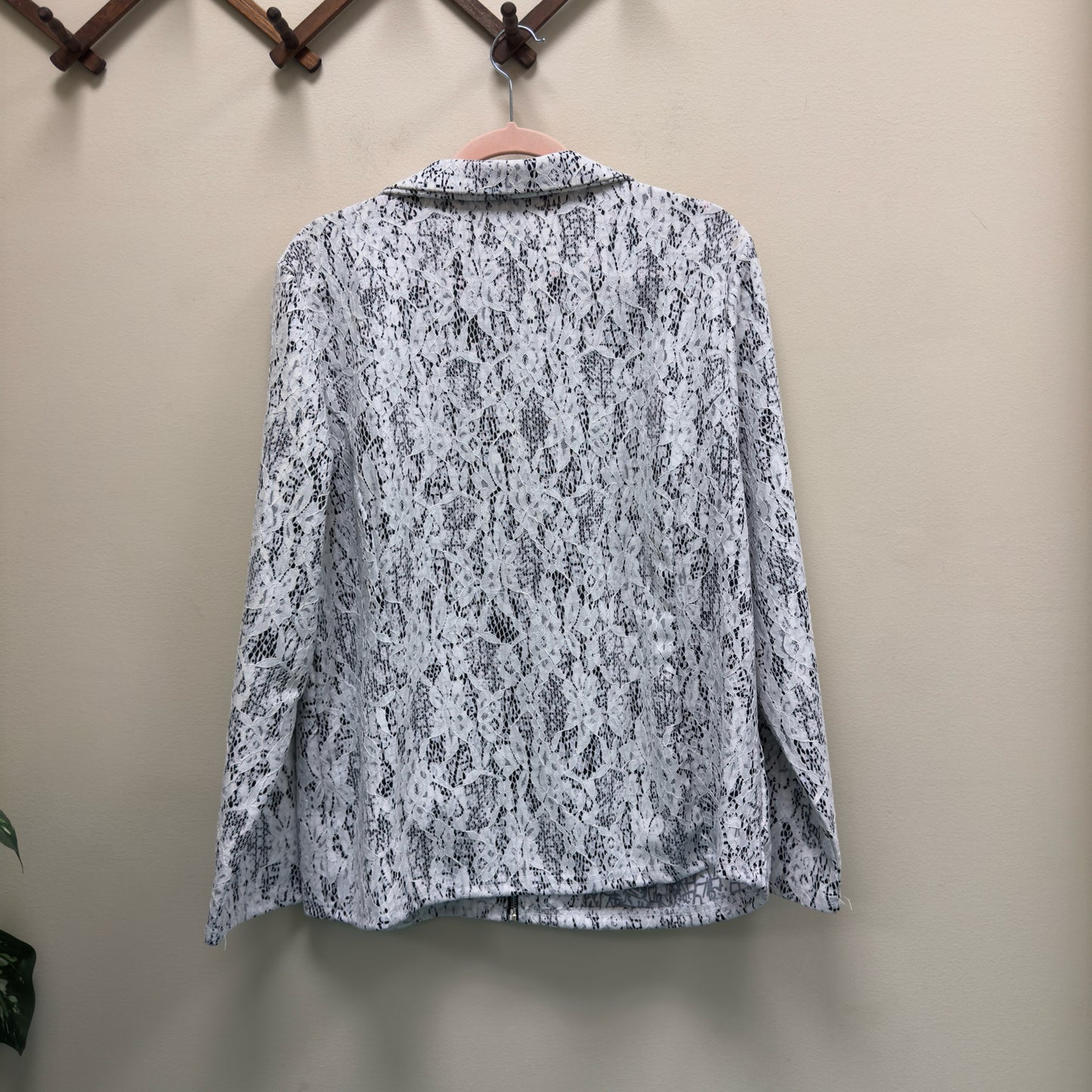 Cathy Daniels Zip-Up Lace Overlay Jacket - Size XL