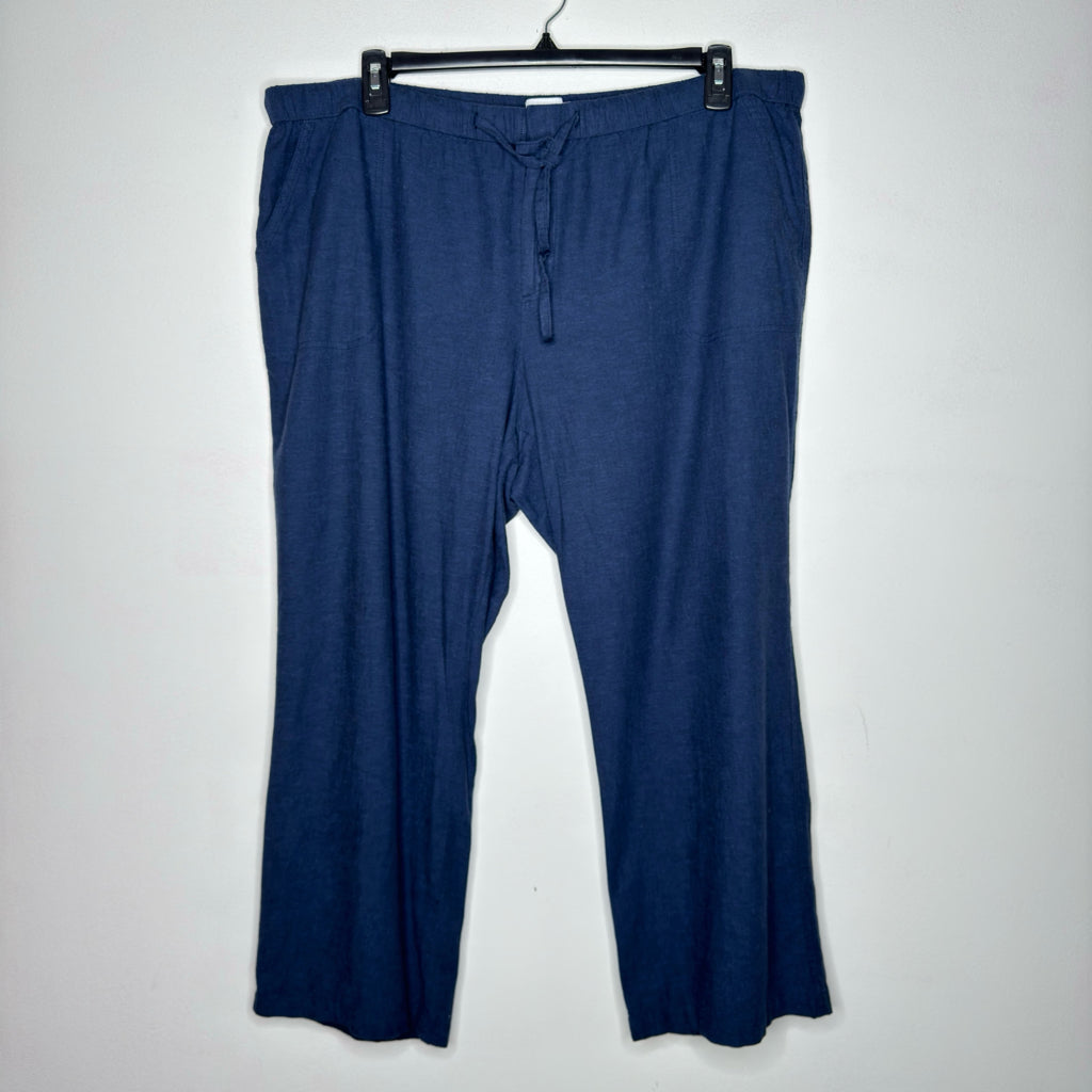 Liz Claiborne Cotton Linen Blend Drawstring Waist Pants - Size XXL Petite
