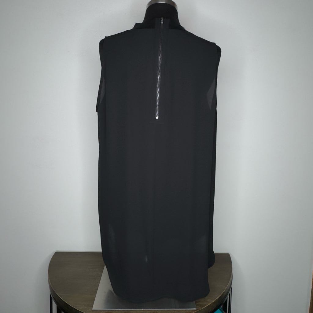 Loft Mock Neck Zip 1/4 Zip Back Sleeveless Sheer Top - Size Large