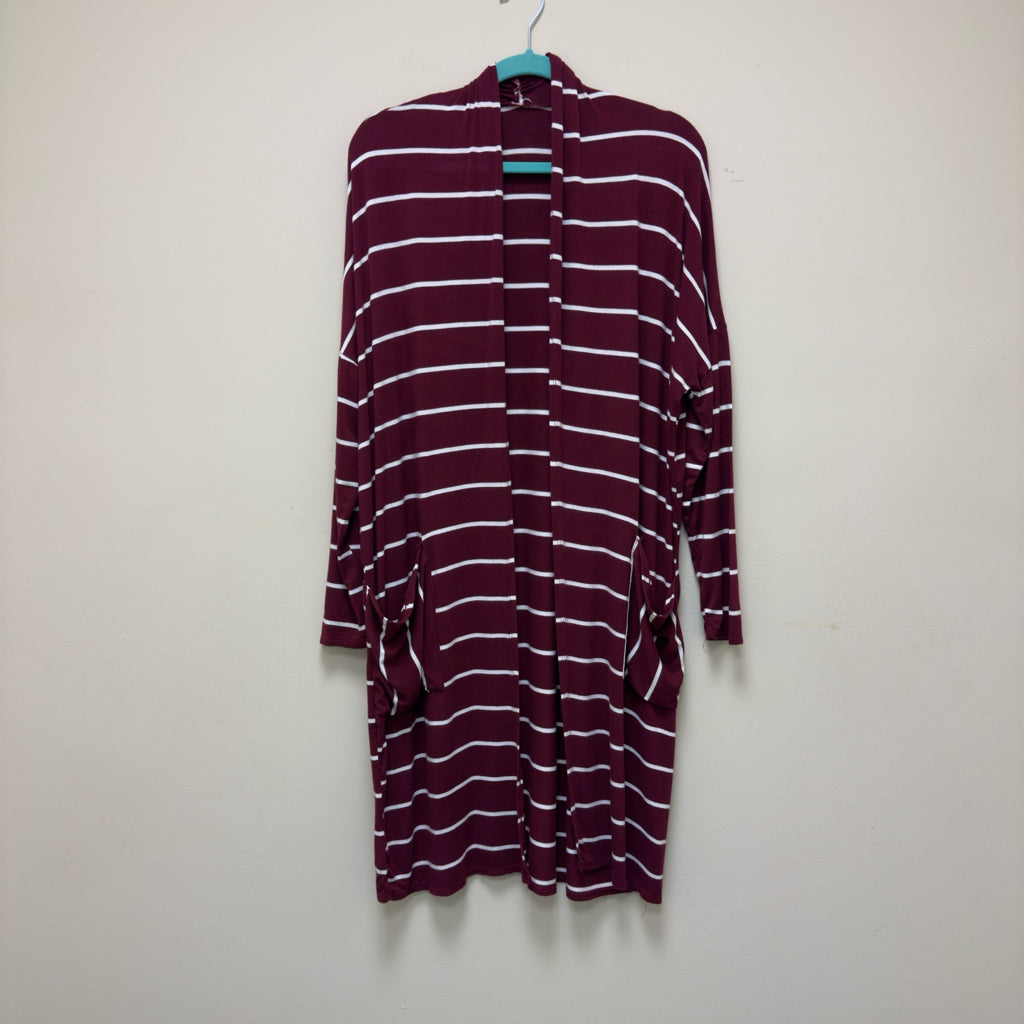 Striped Long Line Duster Cardigan - Size Small