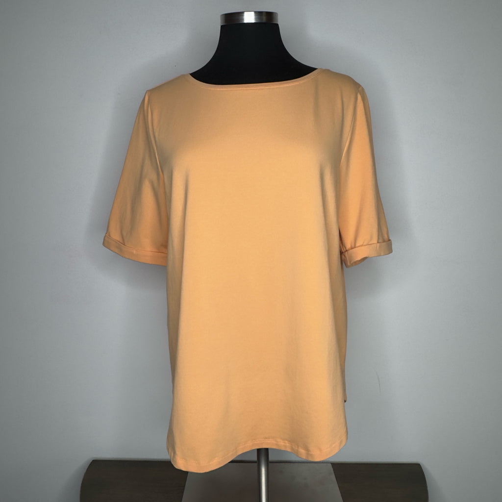 Chico's Orange Short Sleeve Cuffed Sleeve Tee - Size Large