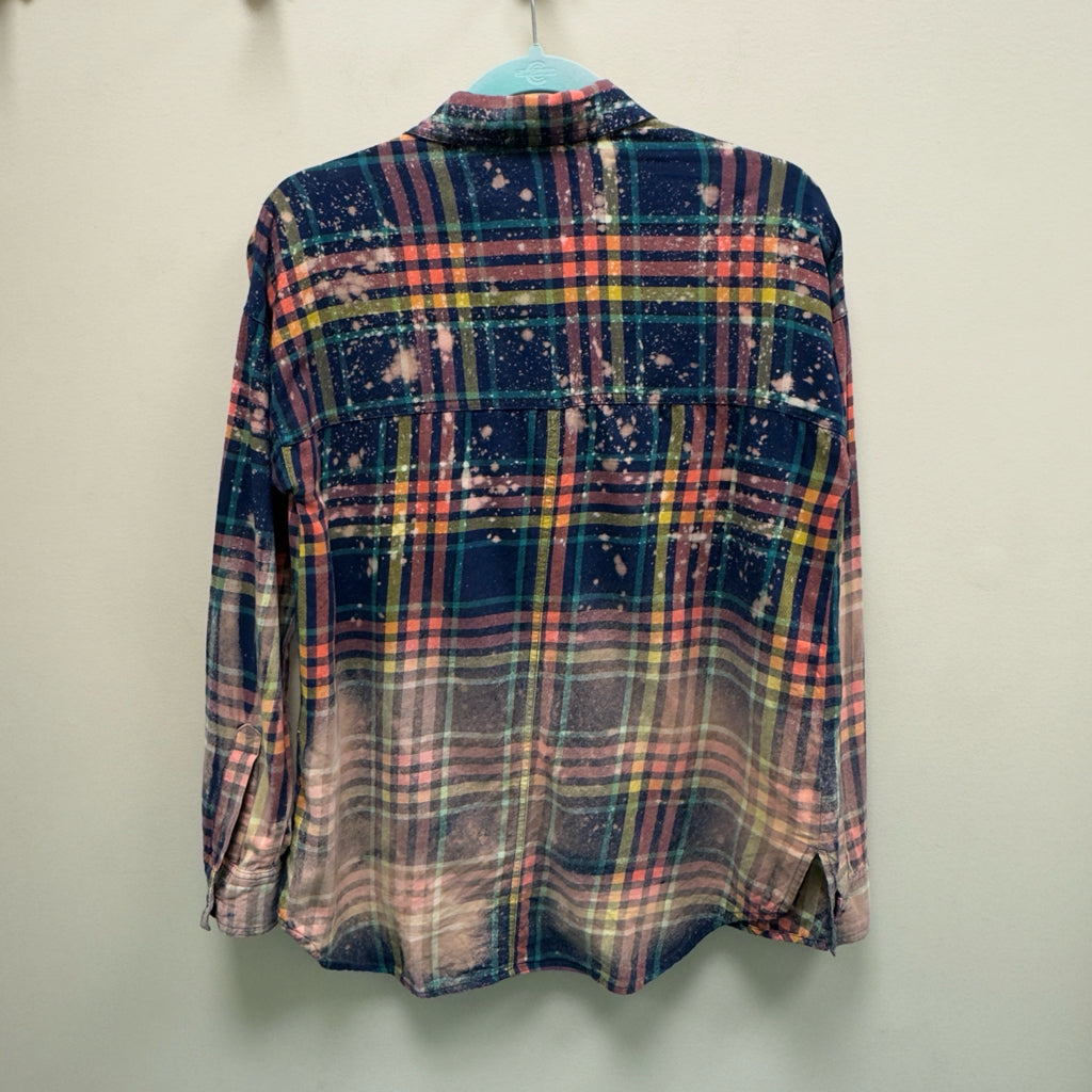 Old Navy "Boyfriend" Plaid Hand Bleached Shirt - Size Small