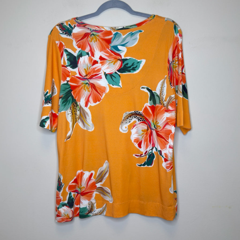 Chico's Pima Lillies Everyday V-Neck Tee - Size Large