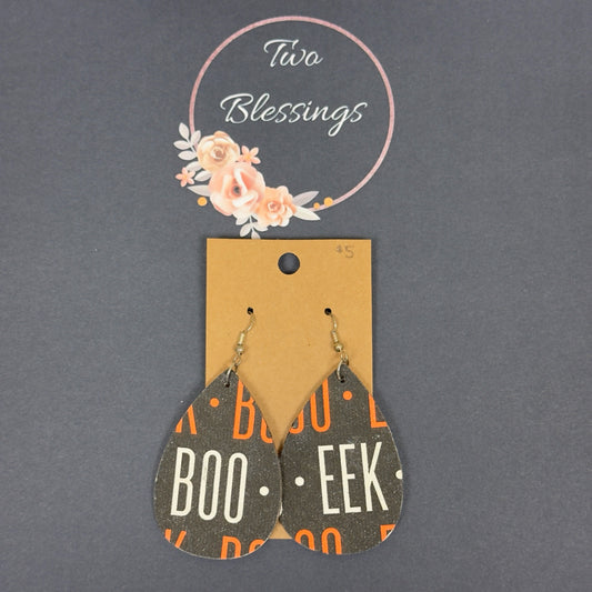 Two Blessings - Wood Halloween Earrings - Boo