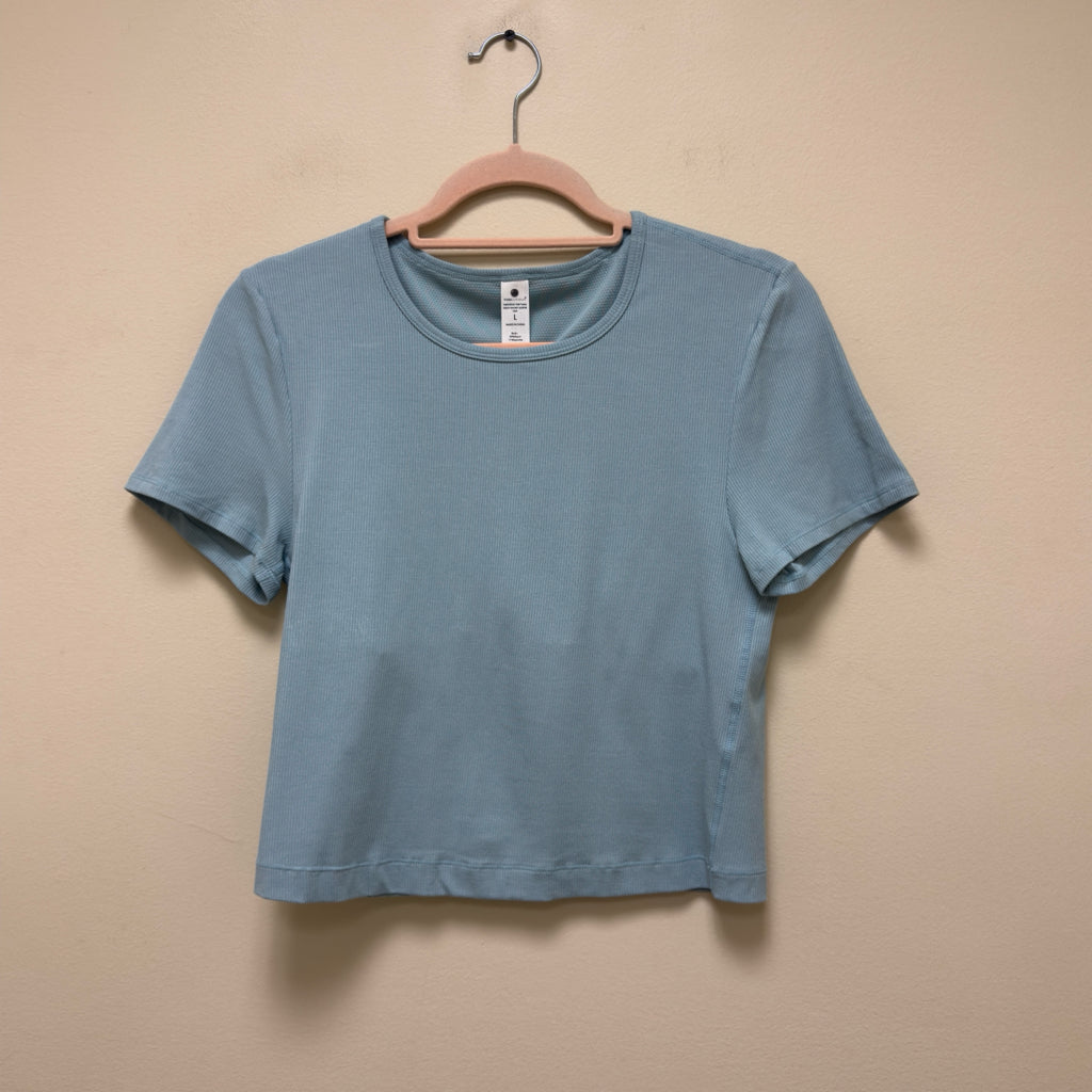 Yogalicious Cropped Ribbed Top w/Built-In-Bra - Size Large