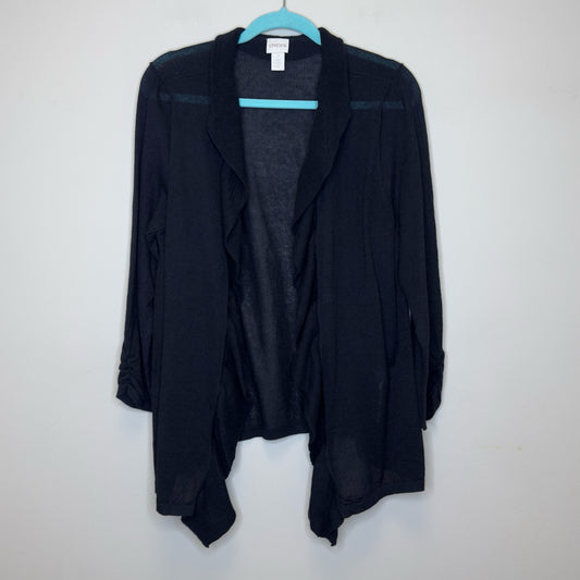 Chico's Ruffle Open Front Cardigan Sweater - Size Large