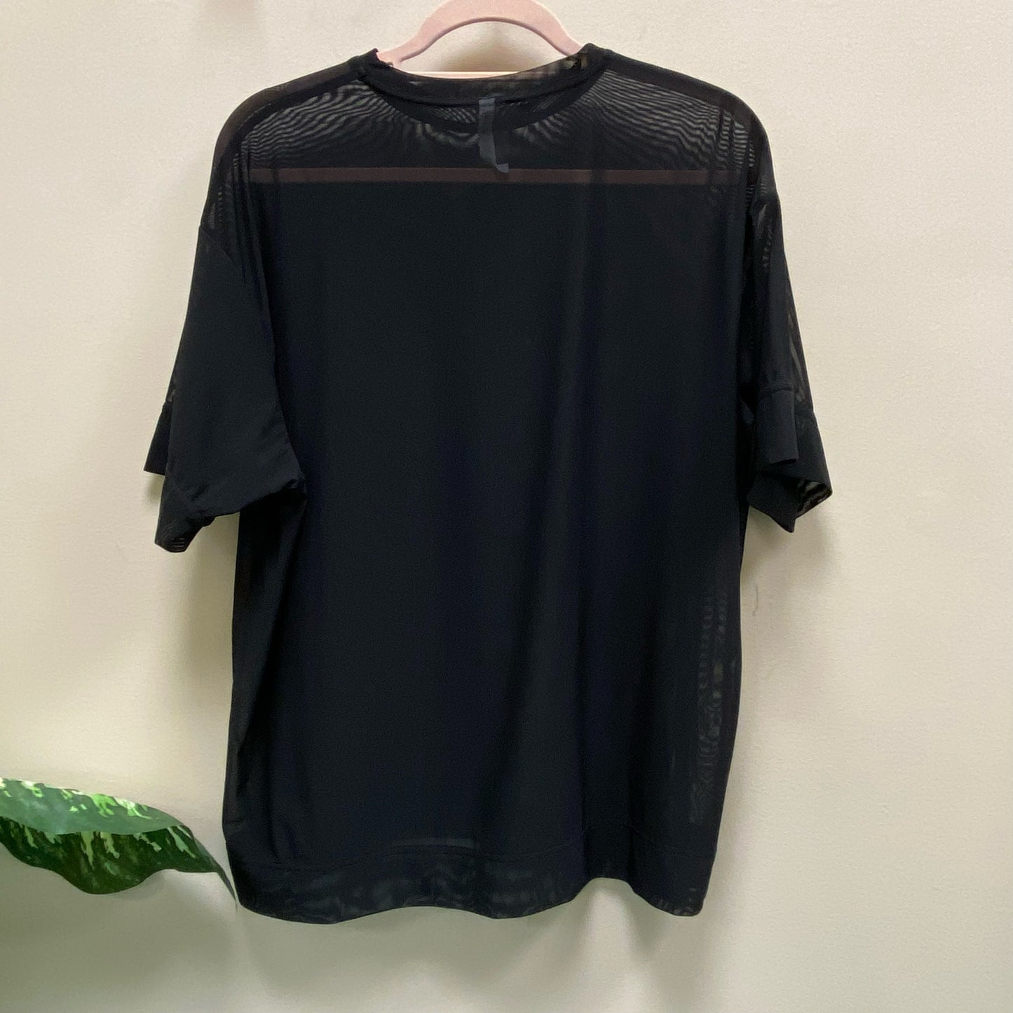 Athleta Mesh Oversized Tee Short Sleeve Crewneck Coverup Black - Size XS