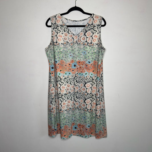 Multicolor Mixed Print Sleeveless Dress - Size 2XL