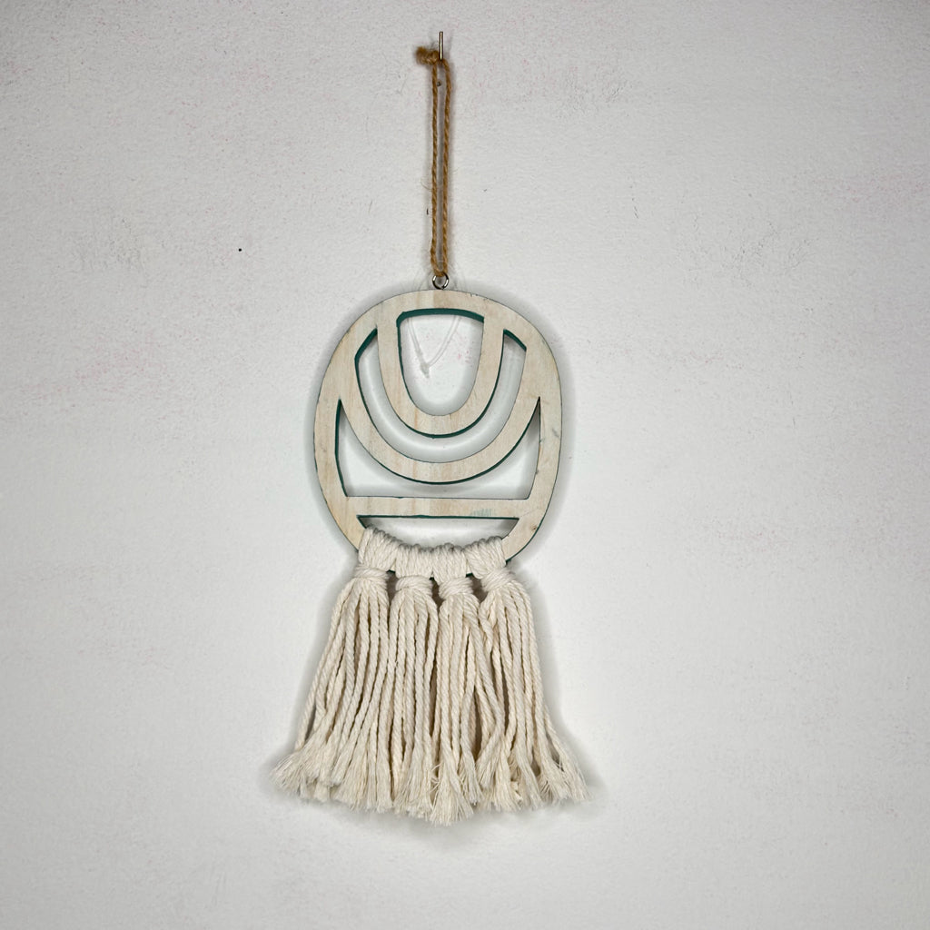 Turquoise Boho Tassel Wood Decor