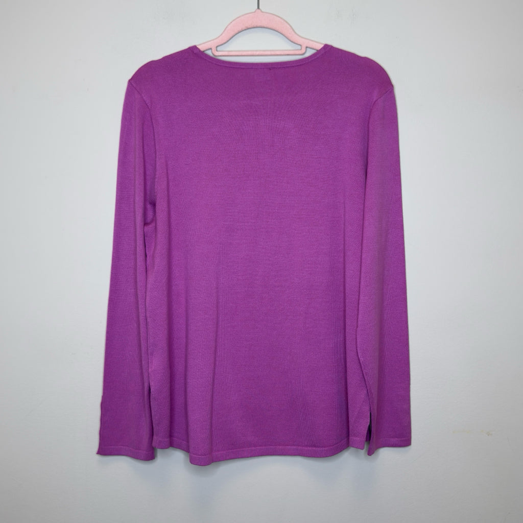 Chico's Spun Rayon Scoop Neck Sweater - Size Large