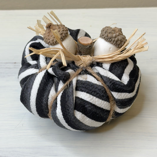 Black & White Striped Stuffed Pumpkin