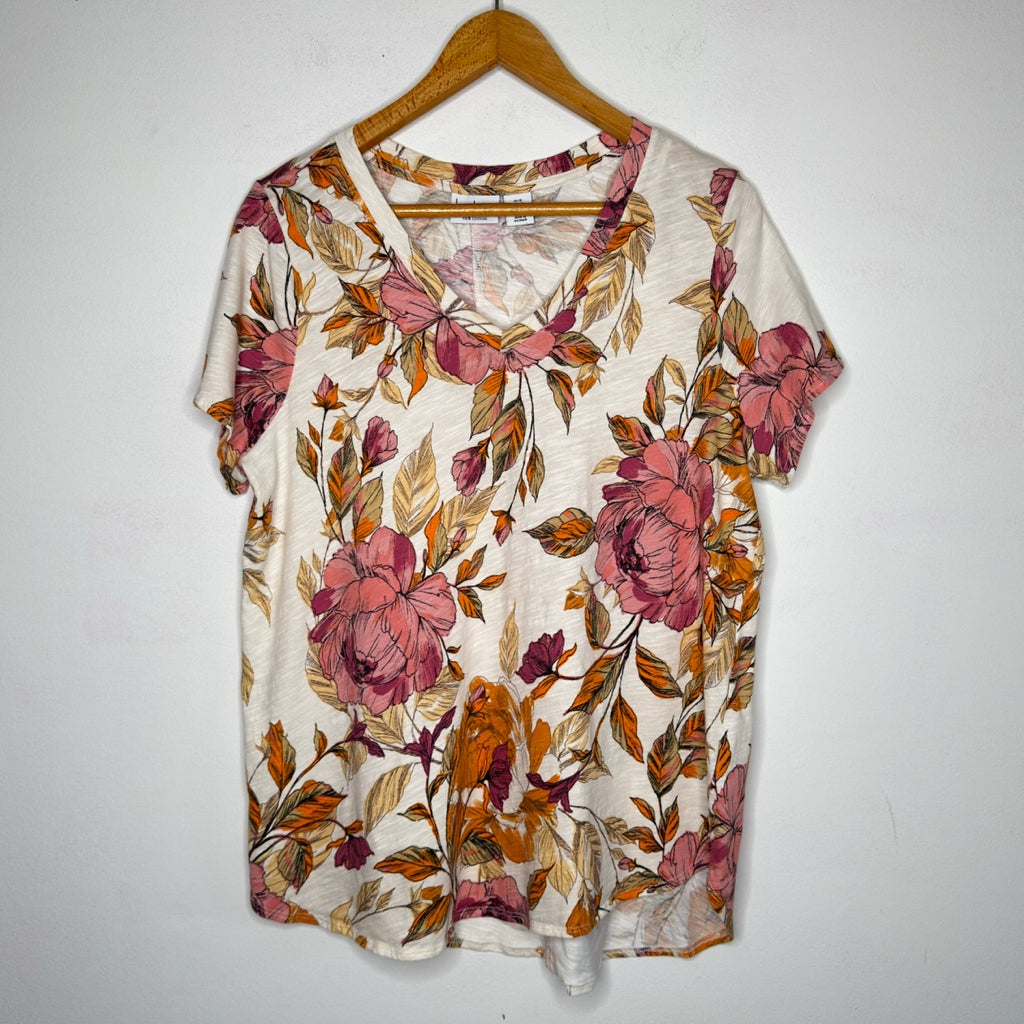 Nicole Miller Cotton Floral Tee - Size 1X
