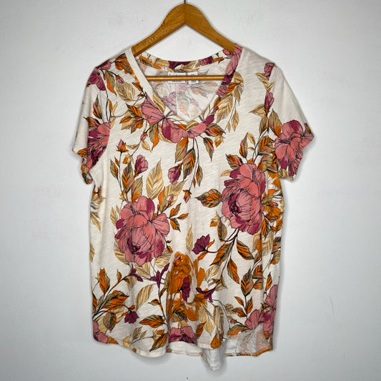 Nicole Miller Cotton Floral Tee - Size 1X