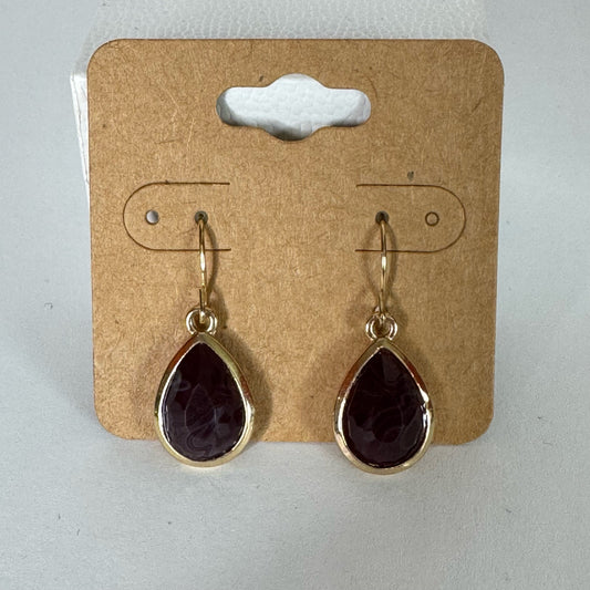 Fauceted Deep Purple Stone Teardrop Earrings