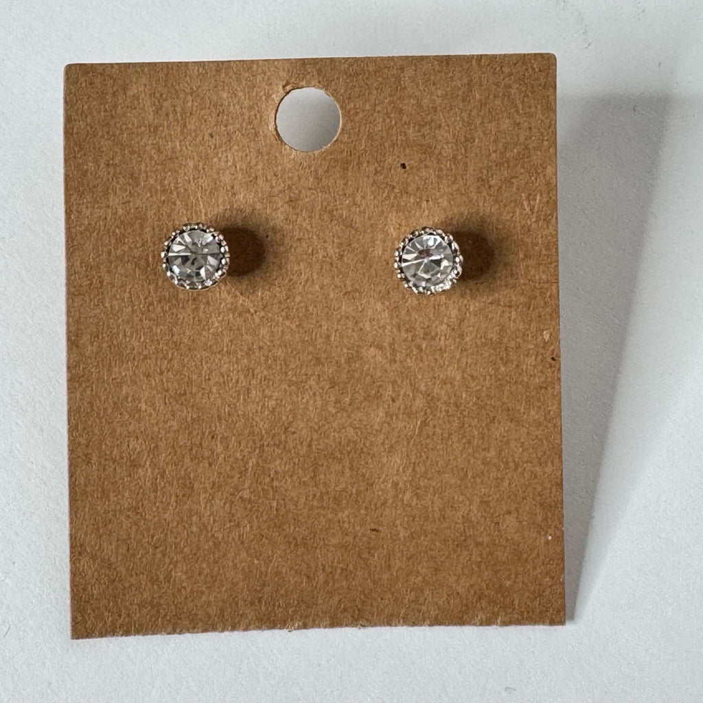 Clear Crystal Halo Stud Earrings