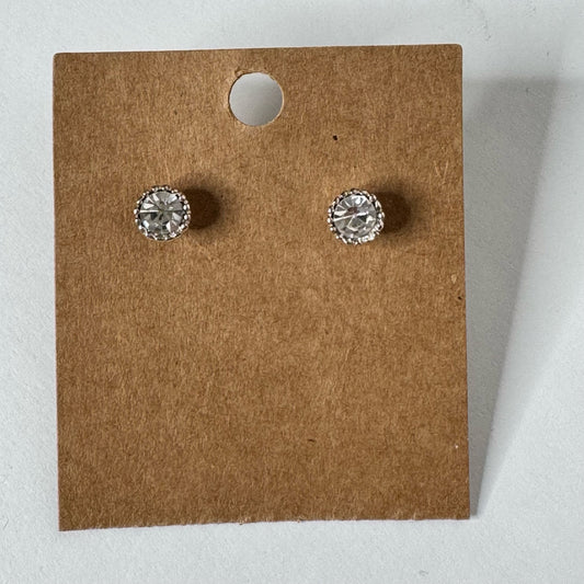 Clear Crystal Halo Stud Earrings