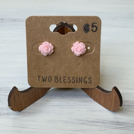 Two Blessings Earrings - Flower - Pink