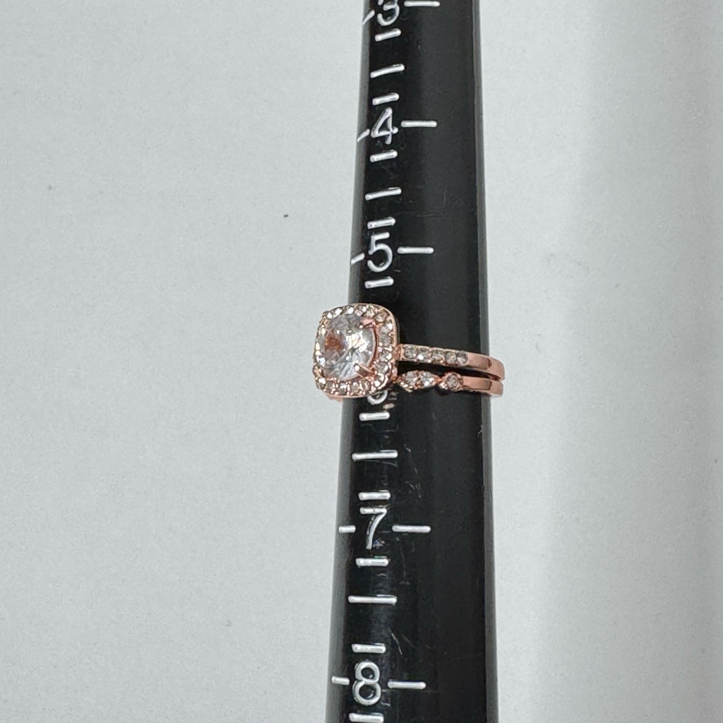 Cushion Cut Halo Engagement Ring & Band - Size 6